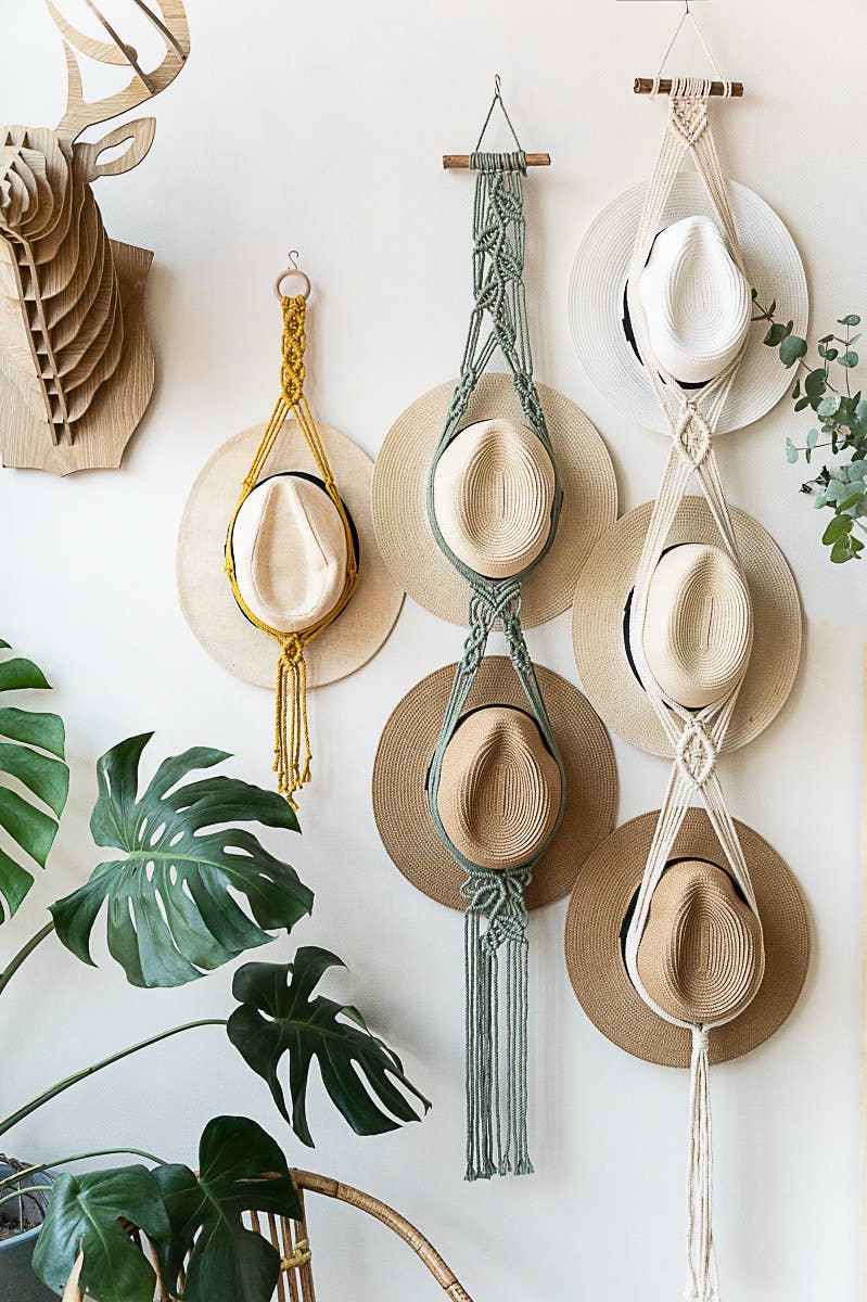 BeanDaikon - Wholesale Hat Rack - Boho Macrame Hat Hanger, Hat Organizer H016