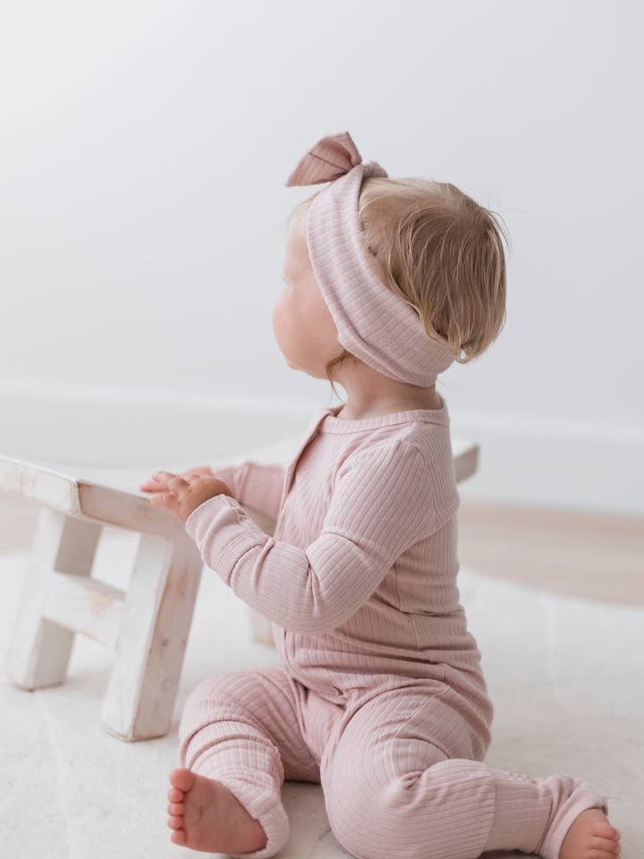 Mila & Co. - Wholesale Jumpsuit - Baby - Ribbed Zipper Romper | Blush