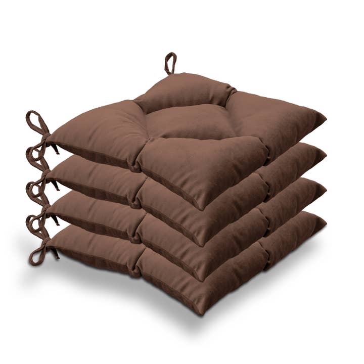 CASASRO - Venta al por mayor Cojines para sillas - CASASRO® Cojines para sillas de comedor | Juego de 4 de 40x40 cm | Tela de terciopelo suave lavable en 9 colores | Cojines con lazos para sujetar2