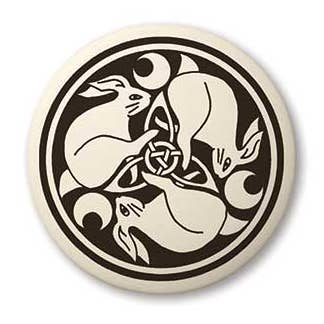 Hare - Rund porslin hänge för wholesale av Touchstone Pottery