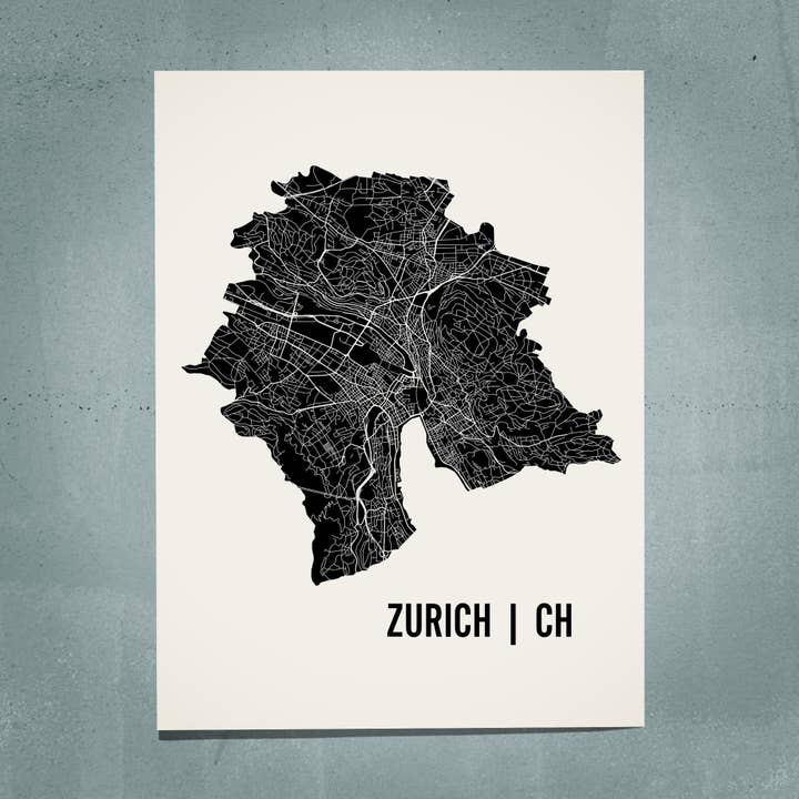 Zürich Kort Kunst for engroshandel hos Mr City Printing