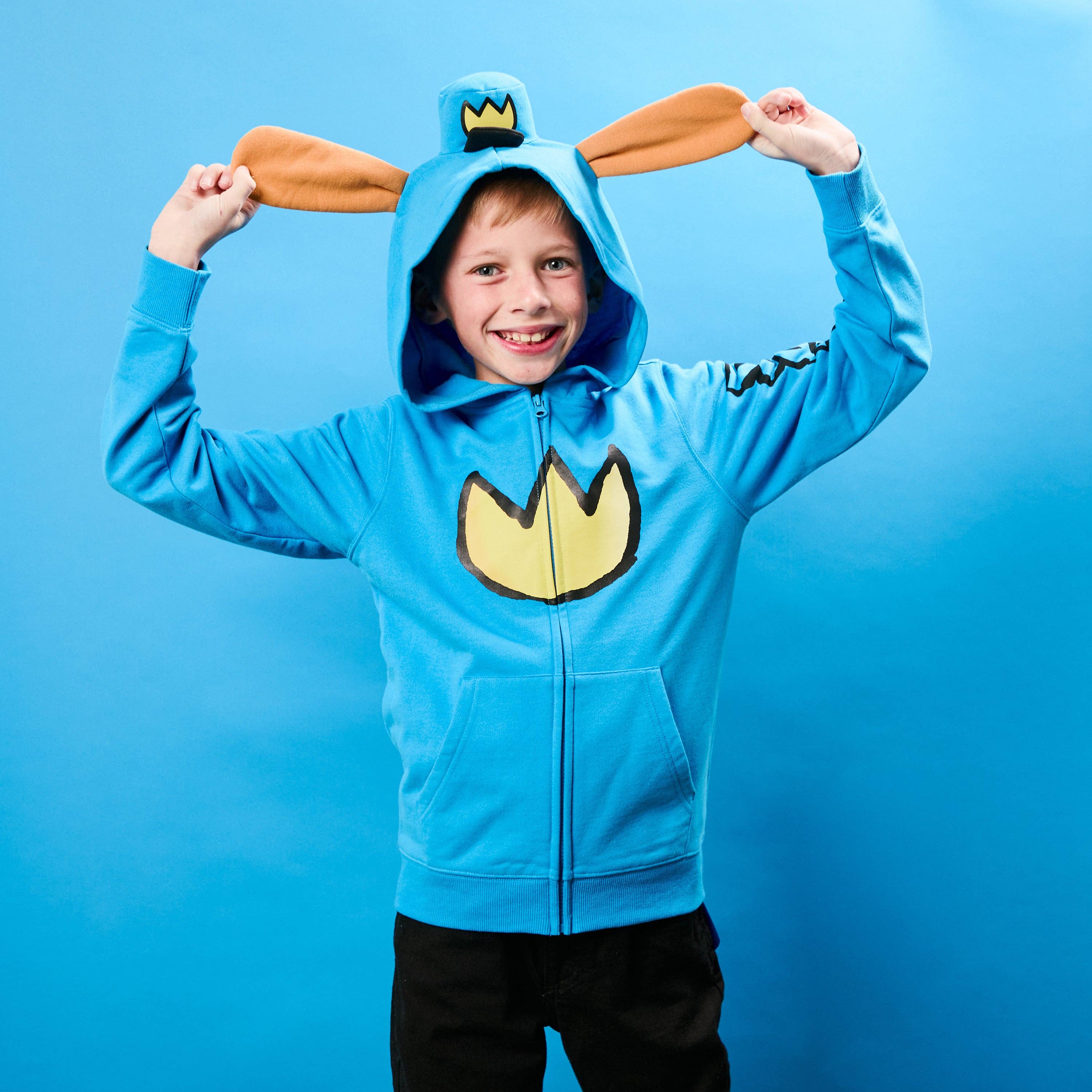 Bioworld Merchandising - Wholesale Hoodie - Kids - Dog Man Emblem Boy's Blue Long Sleeve Cosplay Zip-Up Hoodie0
