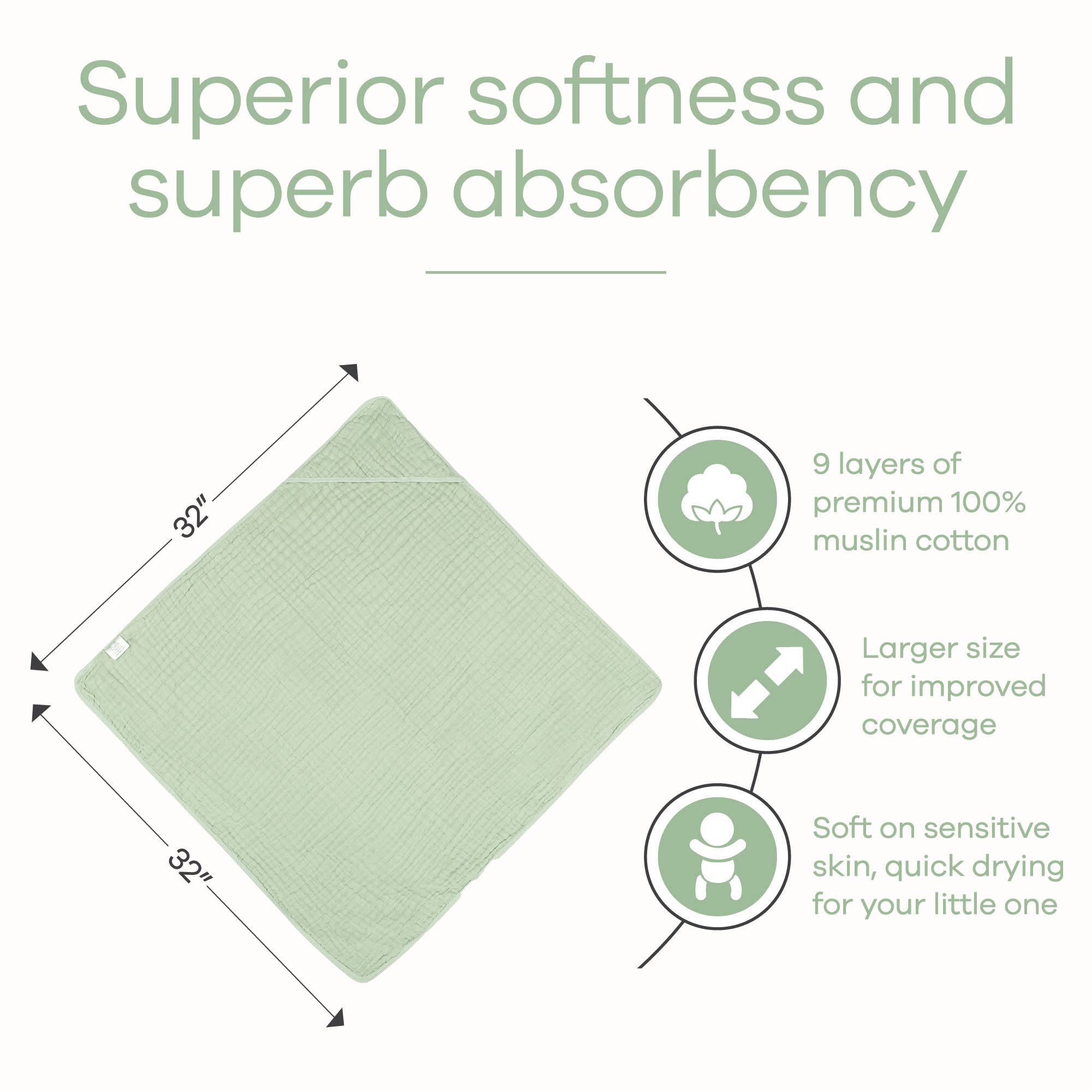 Comfy Cubs - Wholesale Hooded Towel - Kids & Baby - Baby Hooded 9 Layer Muslin Cotton Towel for Kids7