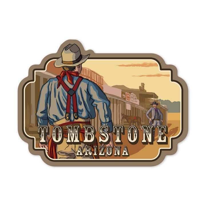 PEGATINA Tombstone, Arizona, Cowboy Standoff para venta al por mayor de Lantern Press
