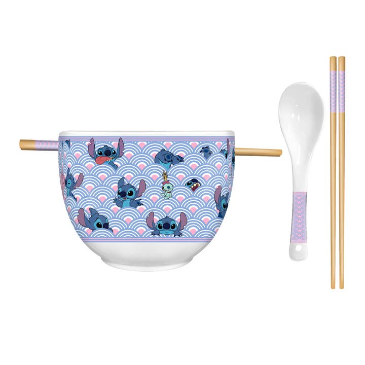 Lilo and Stitch Waves 20oz Ceramic Ramen Bowl w/ Chopsticks for wholesale by Silver Buffalo