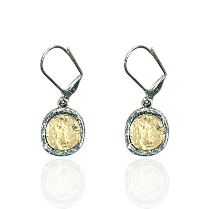 Vintage Silver Pavia Coin & Frame Dangle Earrings for wholesale by TAT2 DESIGNS