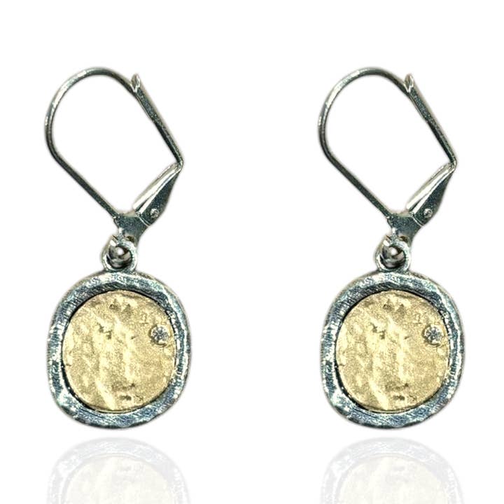 Vintage Silver Pavia Coin & Frame Dangle Earrings for wholesale by TAT2 DESIGNS
