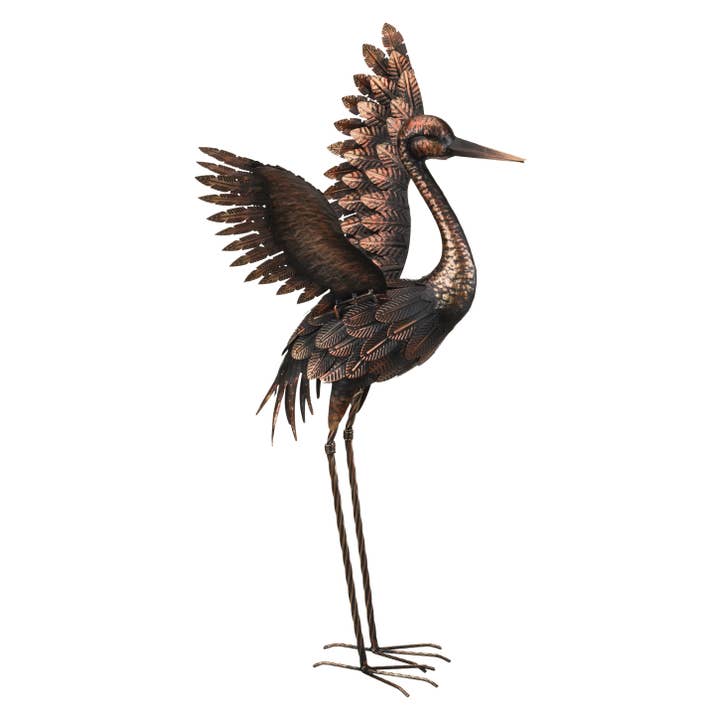 Regal Art & Gift - Wholesale Outdoor Ornament/Decor - Bronze Crane 27" - Wings Up