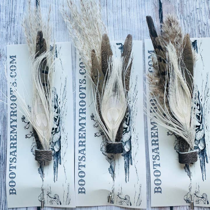 Boots Are My Roots - Wholesale Hat Accessory - Women's - Mixed Feather Hat Pins #153