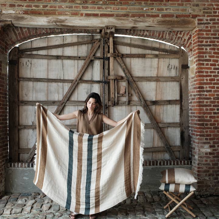 Das belgische Handtuch Fouta Dakota Streifen 110x180cm für den Großhandel von Libeco Home