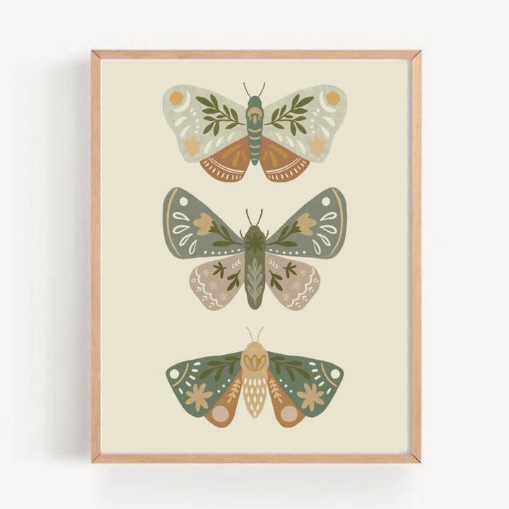 Moths (Light) Print pour la vente par The Wildflower Bee