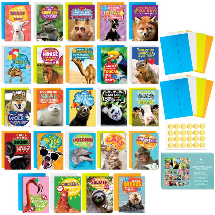 24 Funny Animal Greeting Cards - 24 Unique Designs for wholesale by T Marie