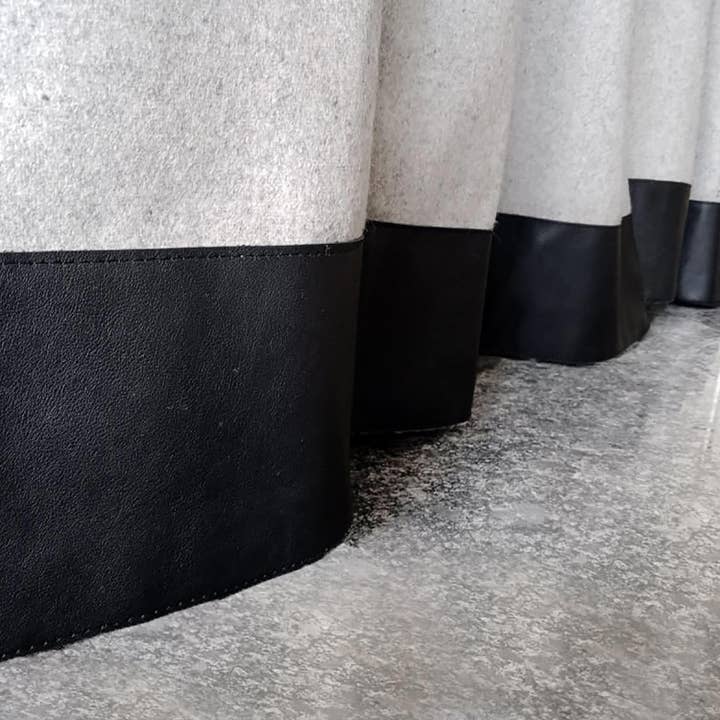 Amore Beauté – wholesale Curtain – Brown Wool Curtains With Leather Ties and Trim Curtain13