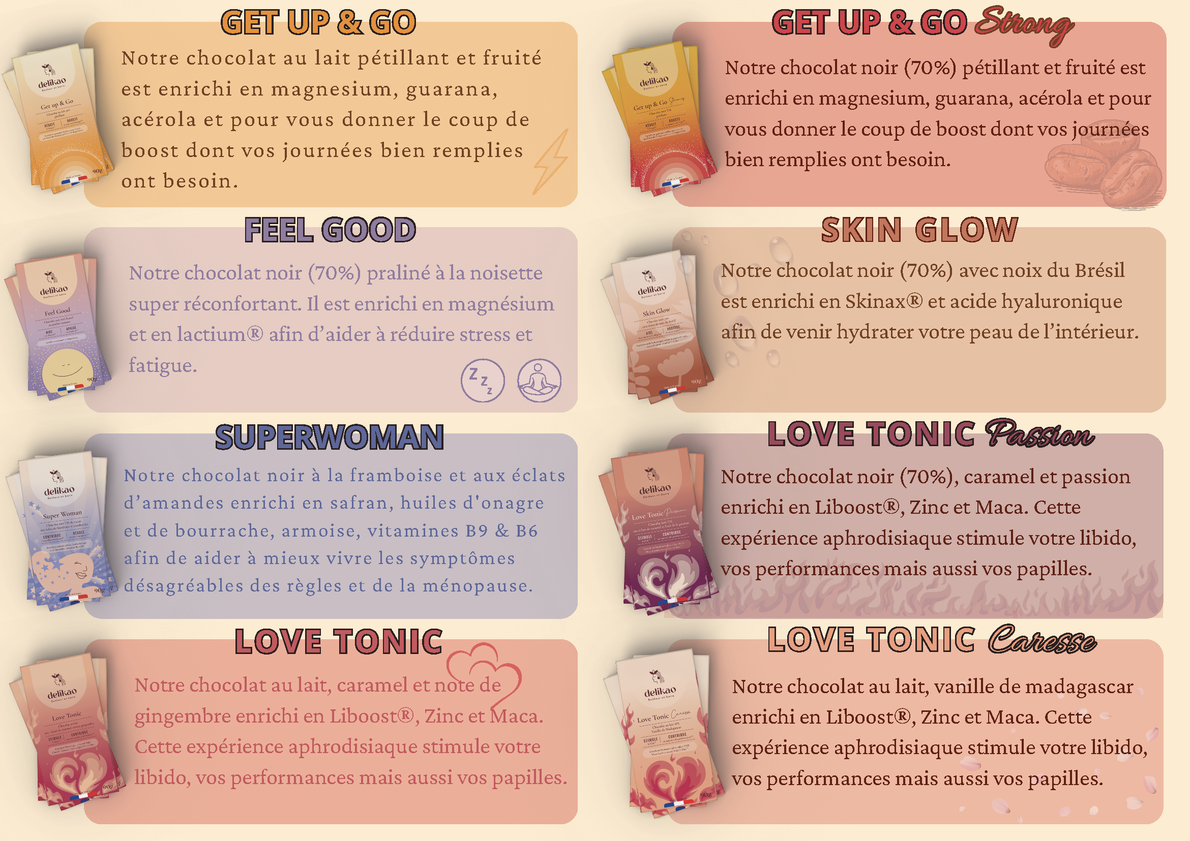 Delikao - Vente Barre chocolatée - Coffret découverte chocolats bien-être - 37 TABLETTES3