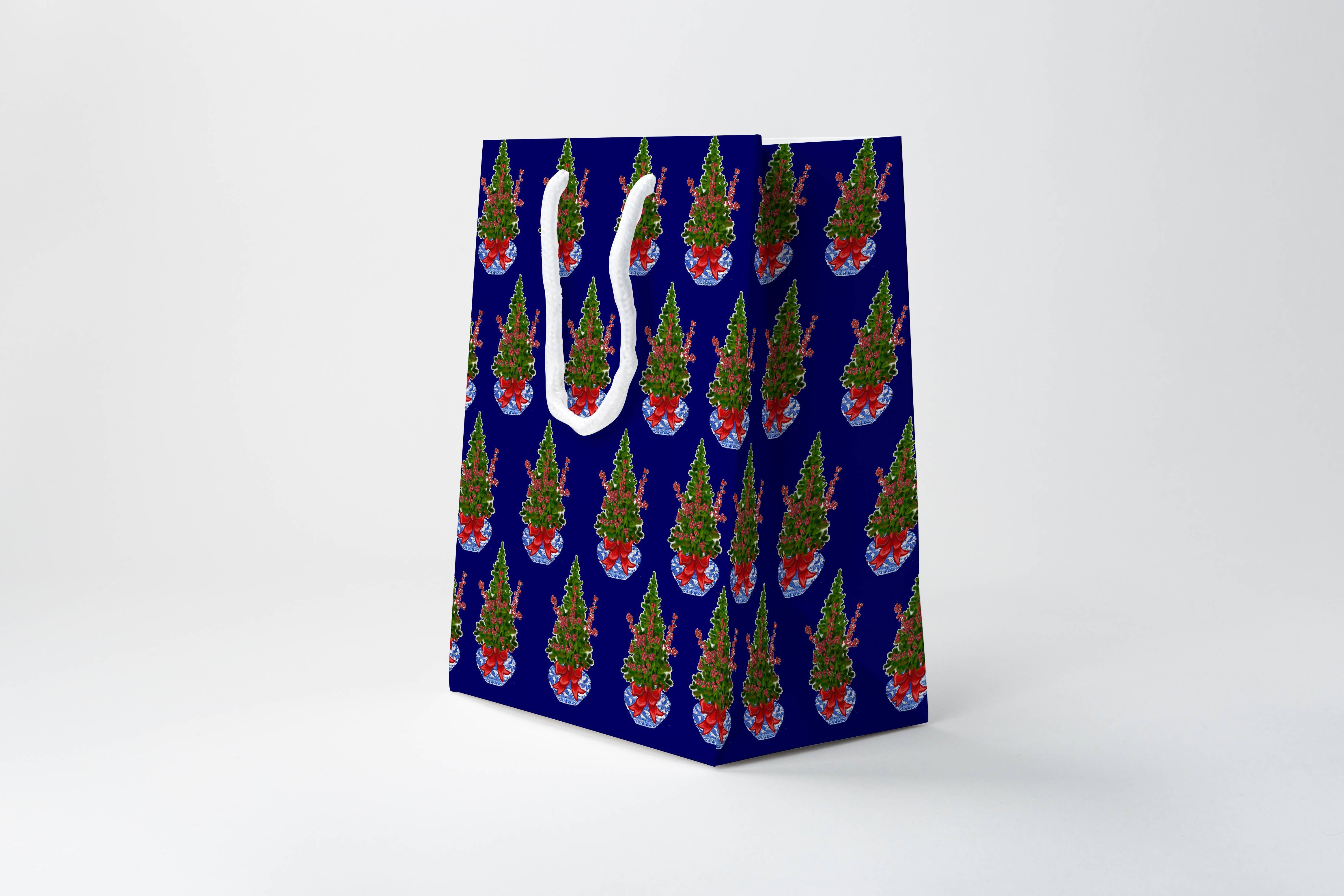 JOSIL Paperie & Gift - Vendita all'ingrosso Buste regalo - Borsa regalo di Natale Chinoiserie blu1