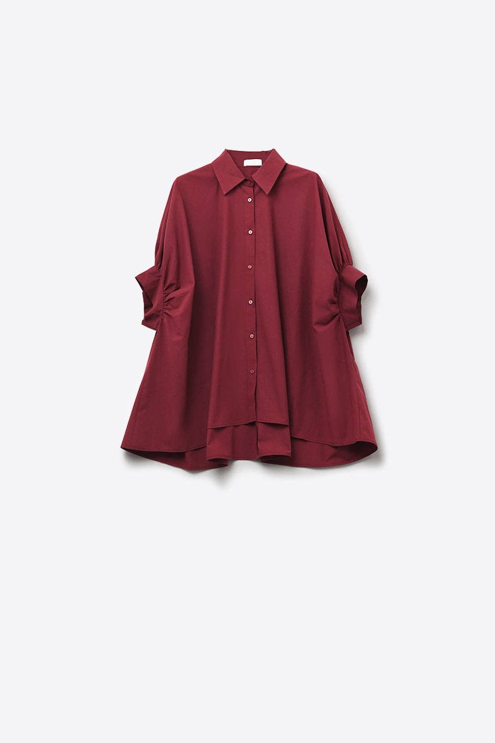 RED Burgundy Oversized Blouse with Short Sleeve for wholesale on Faire5