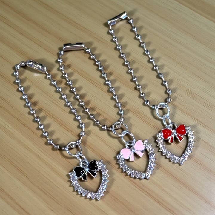 Charm de asa con lazo y corazón brillante para venta al por mayor de Grit & Grace Water Bottle Accessories