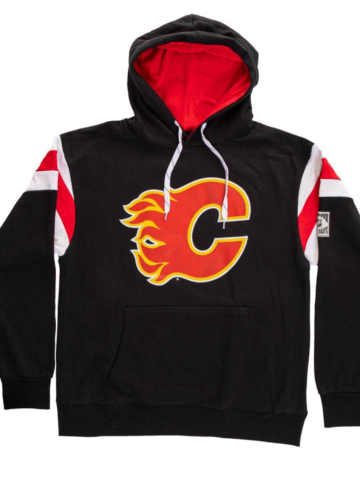 Felpa con cappuccio da hockey universitario dei Calgary Flames per la vendita all'ingrosso da parte di Bench Clearers