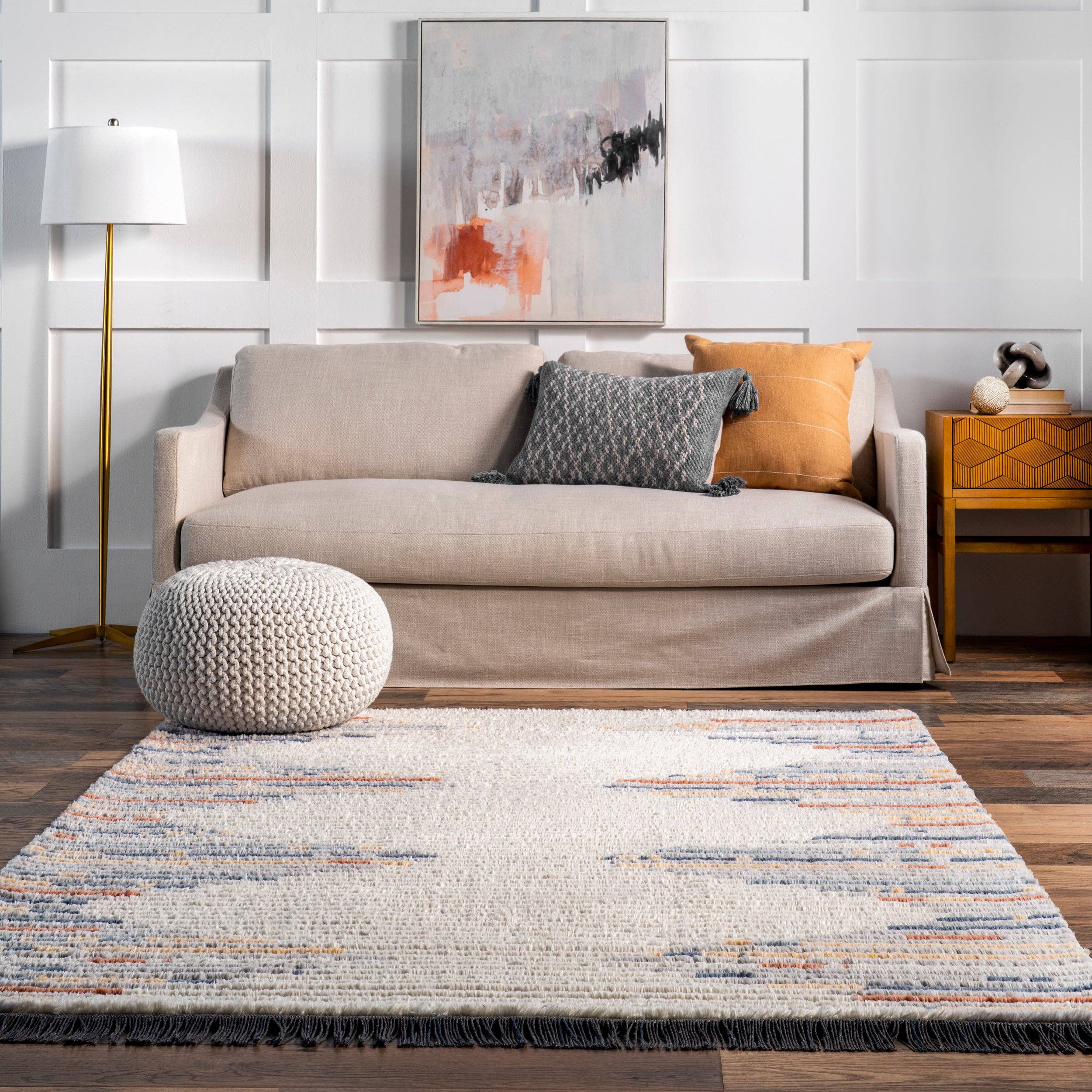 Beige Morgan Contemporary Shag Fringe Area Rug for wholesale on Faire15