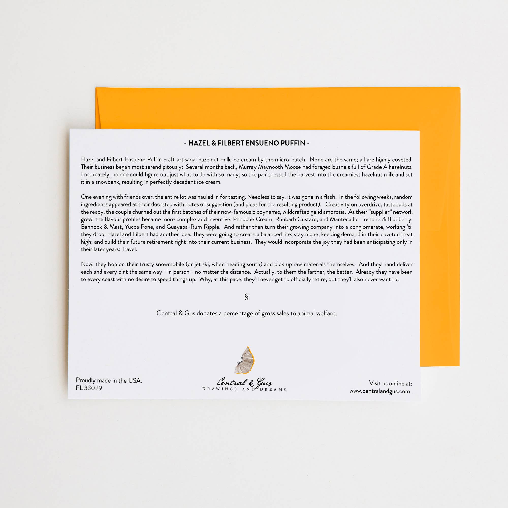 Central & Gus - Wholesale Everyday Greeting Card - Hazel & Filbert Ensueno Puffin Note Card1