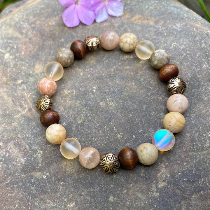 Coconut Quartz – Engroshandel Perlearmbånd – Neutral armbånd fossile koraller træ Sunstone armbånd krystal2