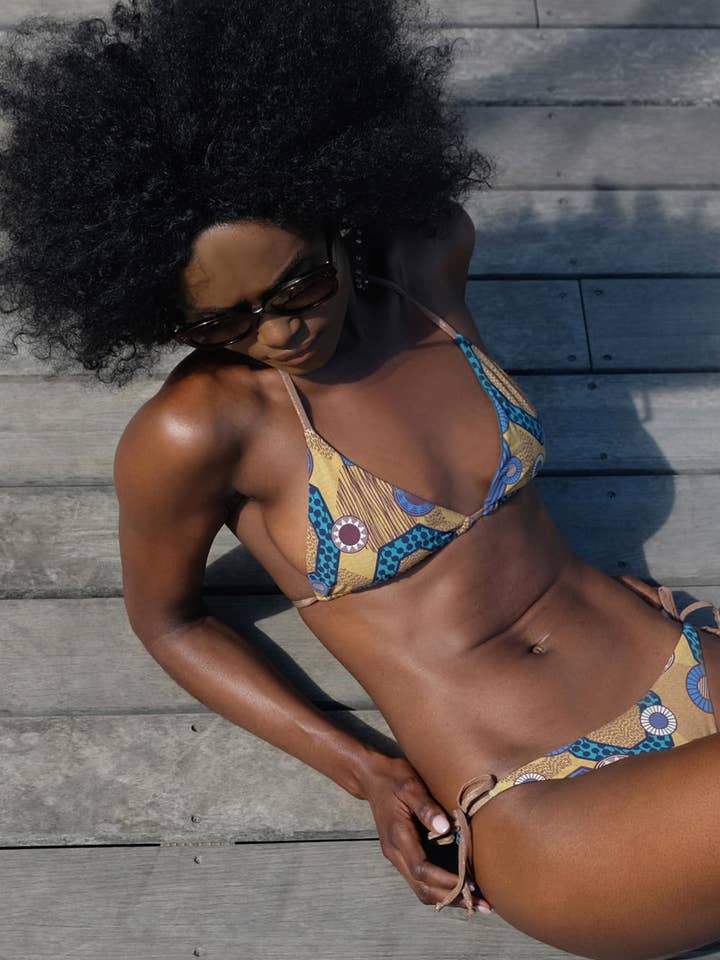 Bikini reversibile stile Art Deco verde smeraldo per la vendita all'ingrosso da parte di BO&BLU