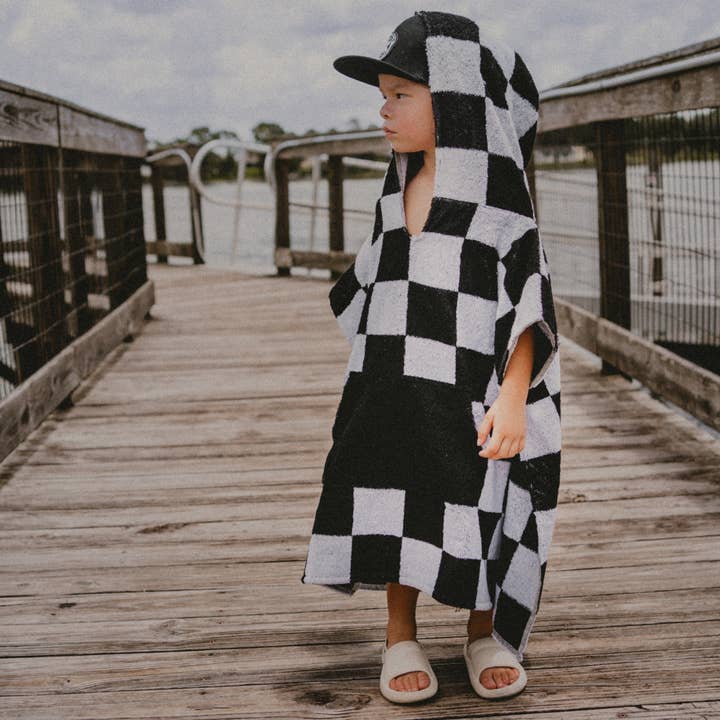 Little Trouble - Wholesale Beach Towel - Checker Poncho Towel2