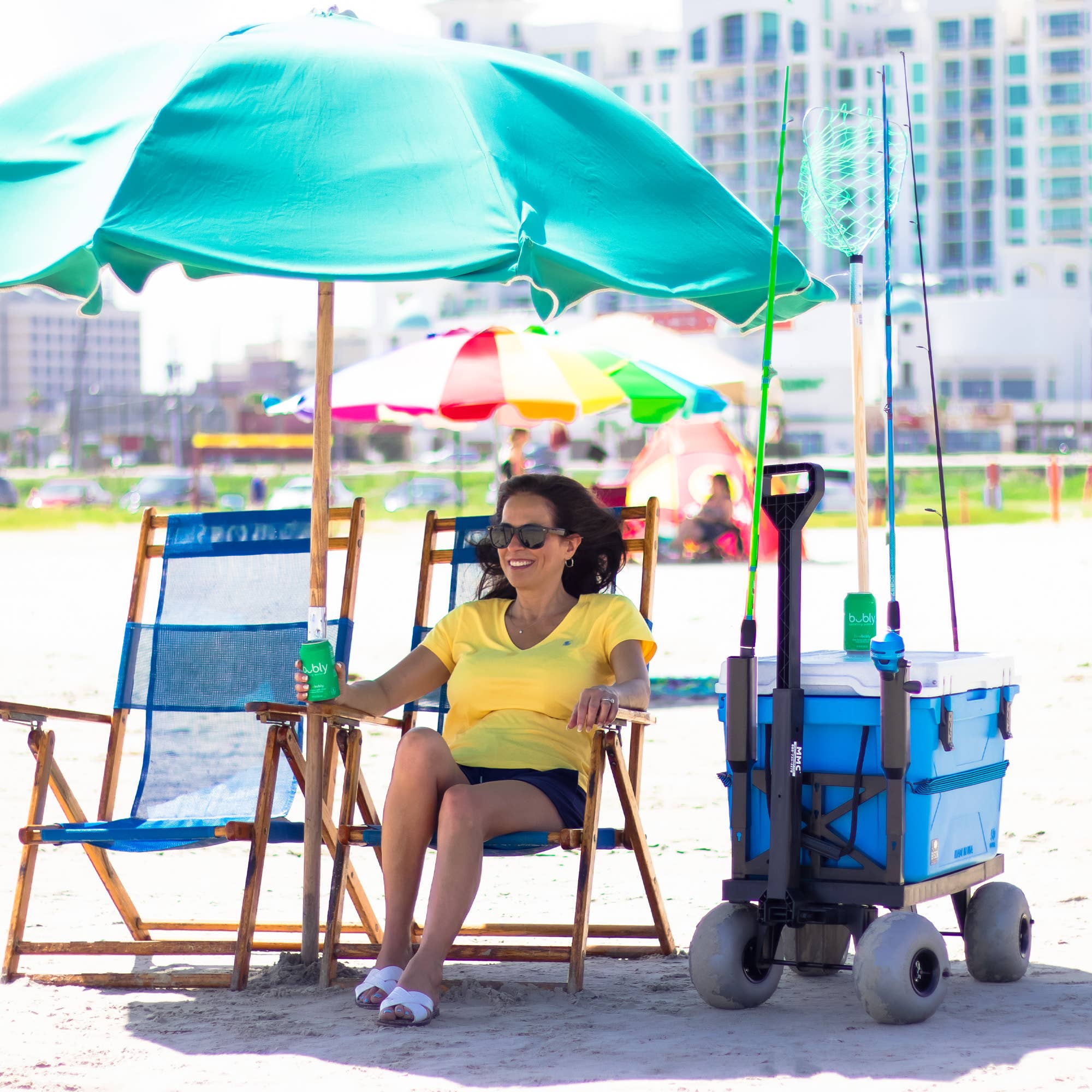 Mighty Max Cart – Acessórios de praia por atacado – Carro de Praia Dobrável de Dois Andares com Compartimento Azul de Polímero7