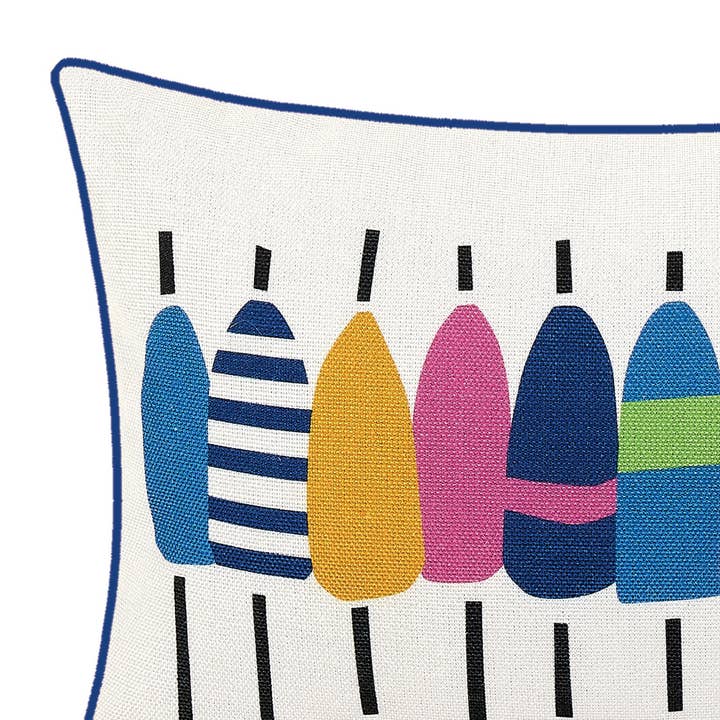 Peking Handicraft - Wholesale Throw/Decorative Pillow - Multi Colored Buoy Indoor/Outdoor Printed Pillow - Kate Nelligan2