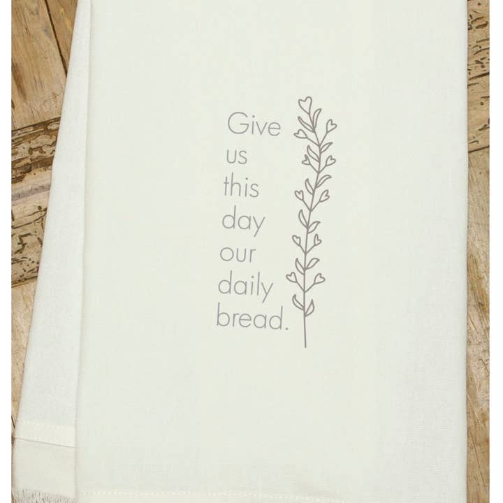 Second Nature by Hand – Engroshandel Viskestykke – Giv os i dag vores daglige brød./Naturligt køkkenhåndklæde