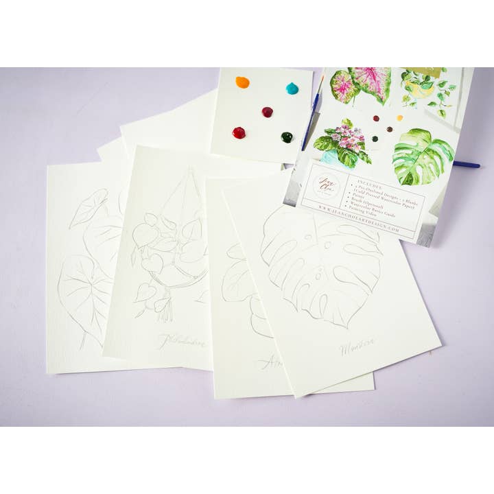 Jean Choe Art & Design - Wholesale DIY Craft Kit - Houseplants Watercolor Painting Kit with Paint & Brush7