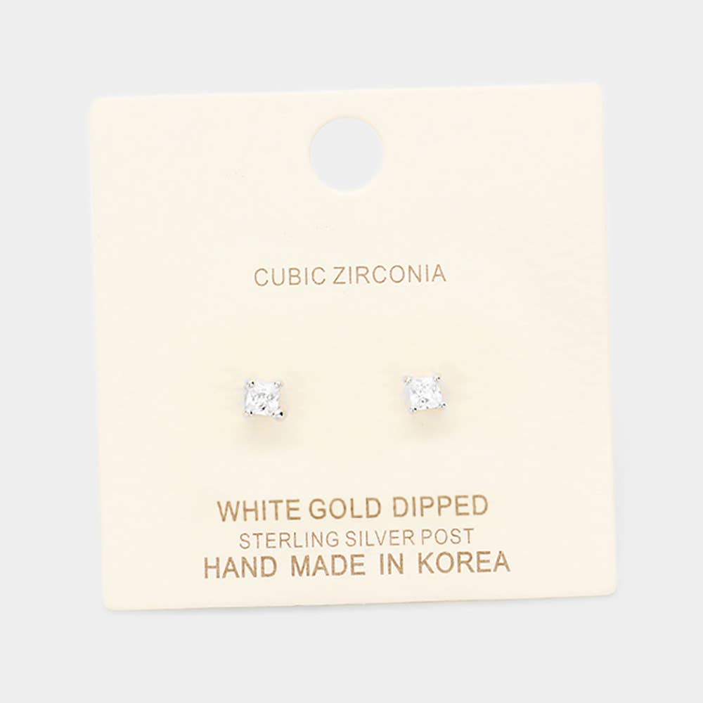 Sensibling Corp. - Wholesale Stud/Post Earrings - Gold Dipped 3mm Cubic Zirconia Square/Round Stud Earrings1