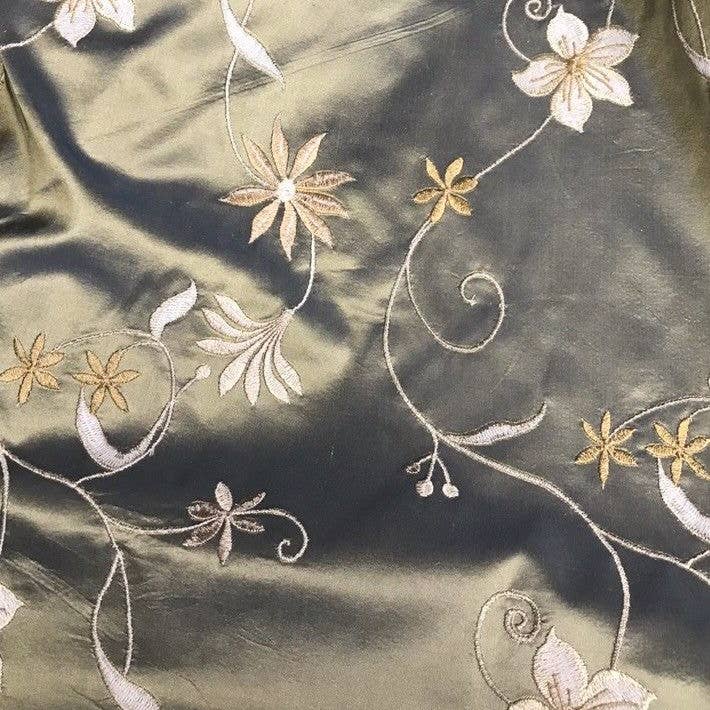 Fancy Styles Fabric - Wholesale Embroidery/Cross Stitch Supplies - NEW! SALE! 100% Silk Taffeta Embroidered Floral Fabric - By The Yard5