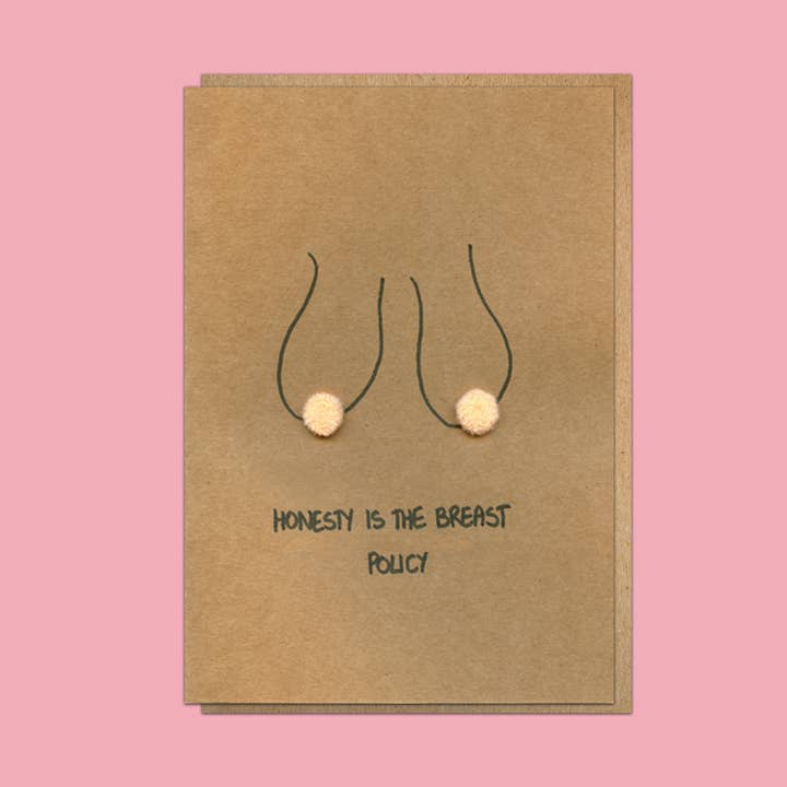 Boob Pun 'Eerlijkheid is de Beste Borst Politiek' Wenskaart voor wholesale door Deb Almond Art