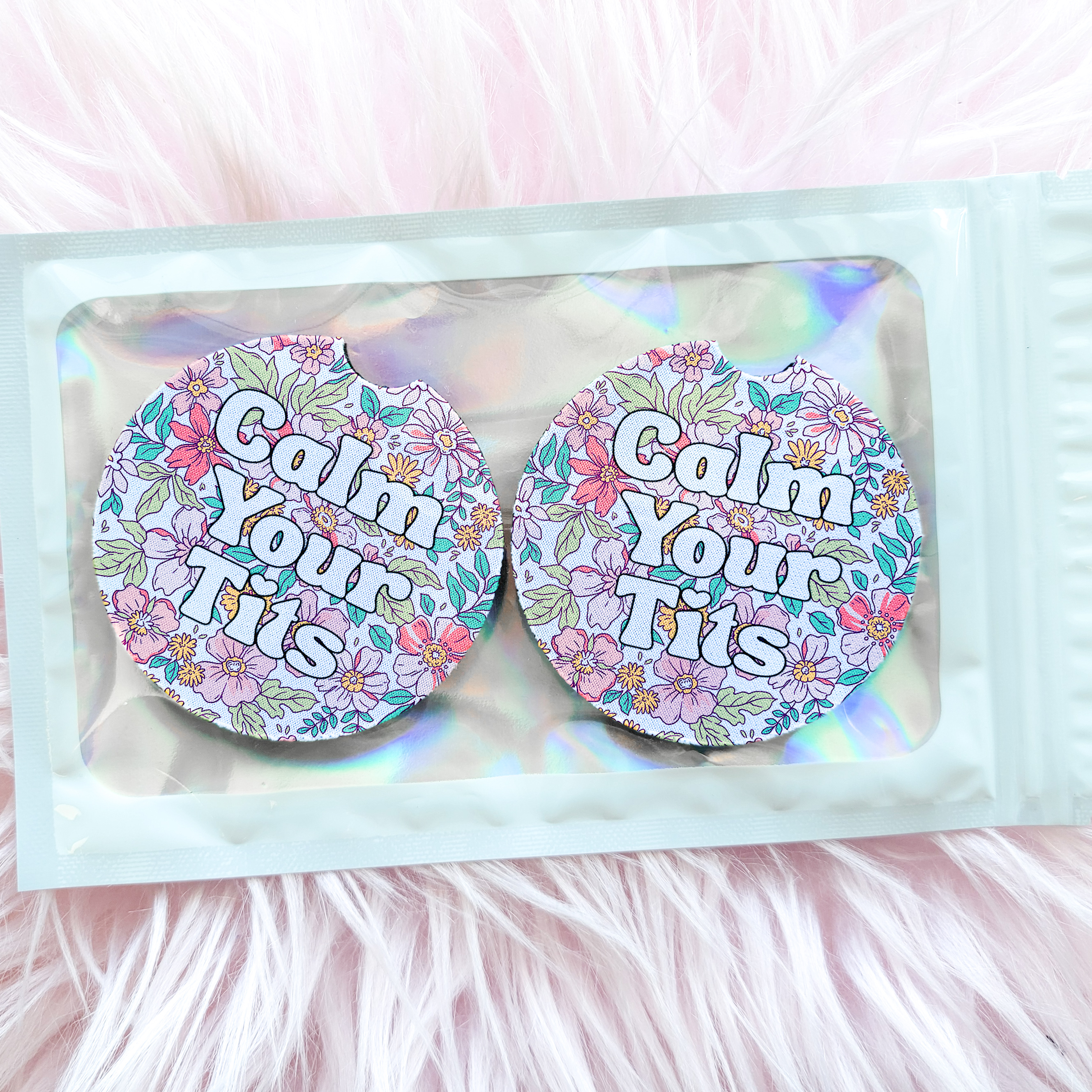 tcbco - Venta al por mayor Posavasos para coche - Mujer - Juego de Posavasos para Coche "Calma tus Tetas"2