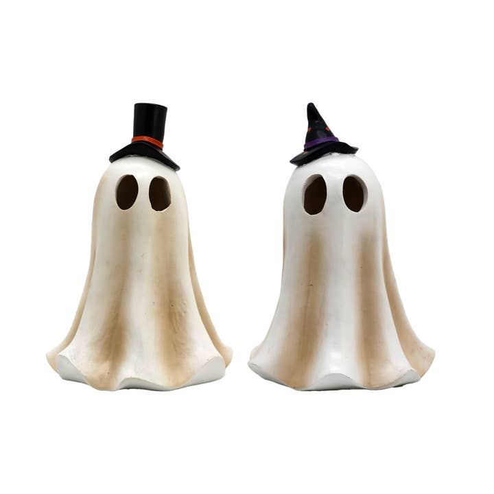 Paris Loft Inc – wholesale Dekorativ statyett – Uppsättning av 2 Polyresin Halloween spökfigur med LED-lampor