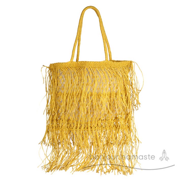 Boutique-Ready Yellow Handwoven Macrame Tote | Low MOQ for wholesale by Bonjour Namaste