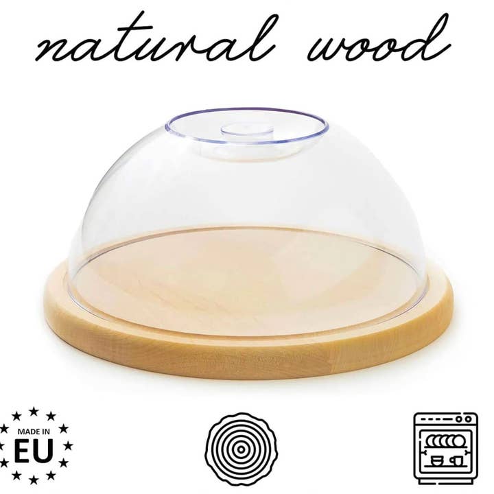 Planche à découper ronde en bois avec couvercle - Dôme pour fromage Ø 24 cm pour la vente par Tuuli GmbH