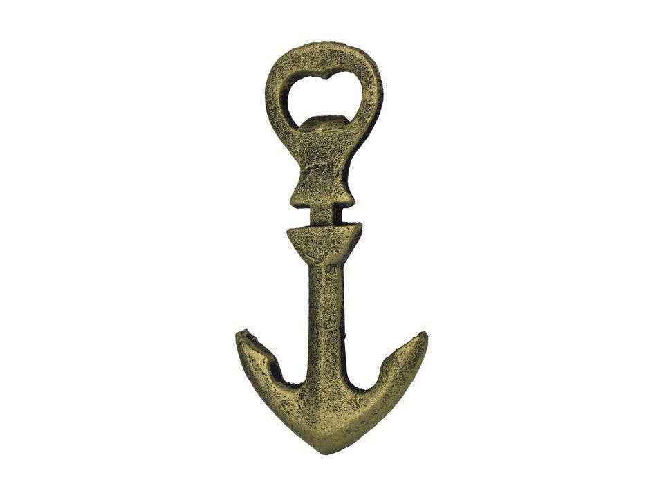 Hampton Ironworks - Wholesale Bottle/Wine Opener - Rustic Gold Cast Iron Anchor Bottle Opener 5"2