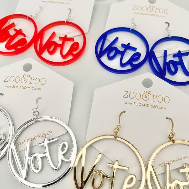 zoo&roo - Wholesale Dangle Earrings - VOTE Acrylic Earrings | Handmade Patriotic Jewelry5