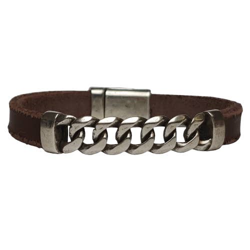 The Essence of Silver - Wholesale Link & Chain Bracelet - Men's Leather Bracelet, Women's Bracelet, Indus, Silver