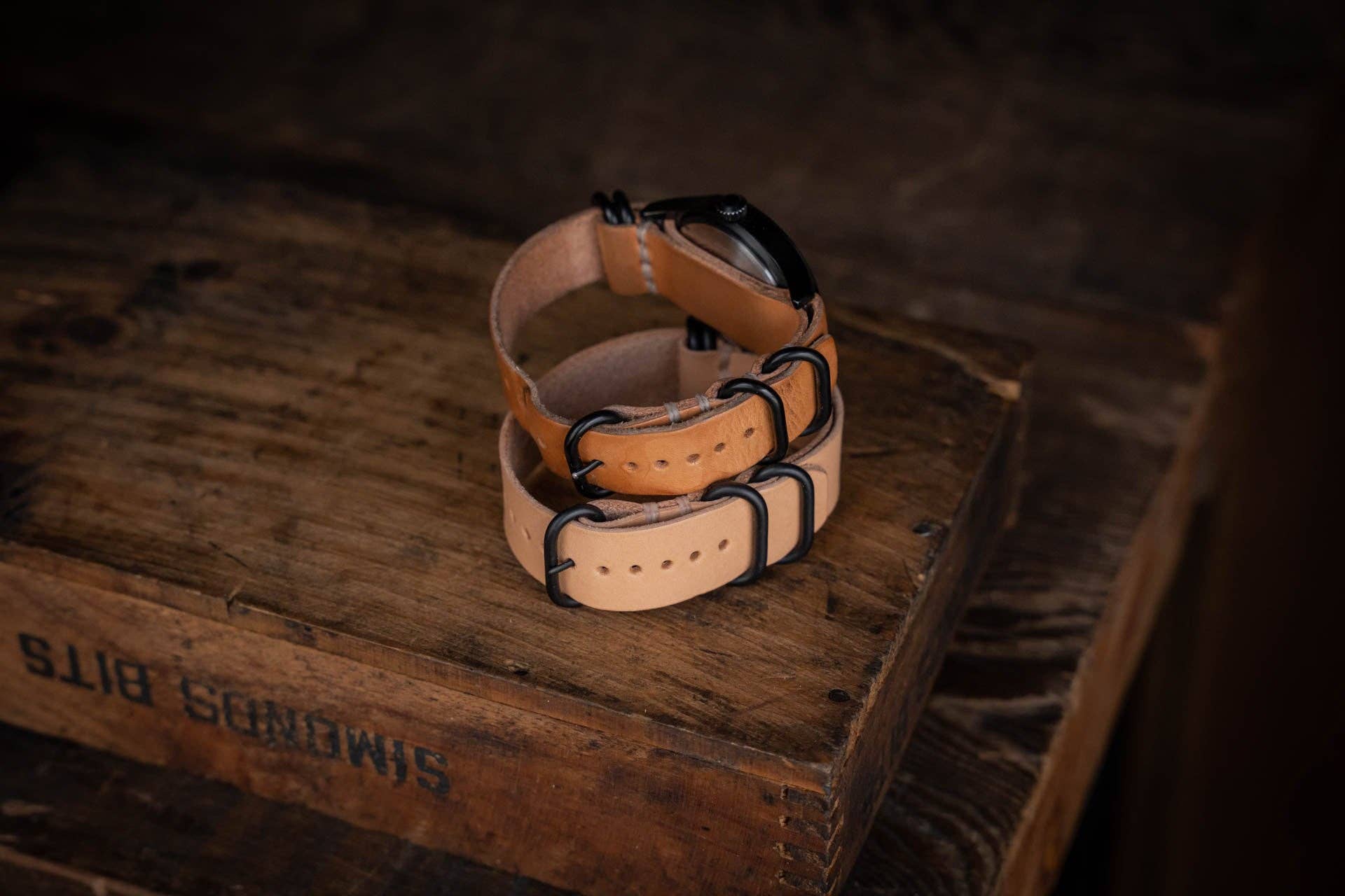 Craft and Lore - Vente Bracelet de montre – unisexe - Bracelet de montre en cuir N.A.T.O. naturel2