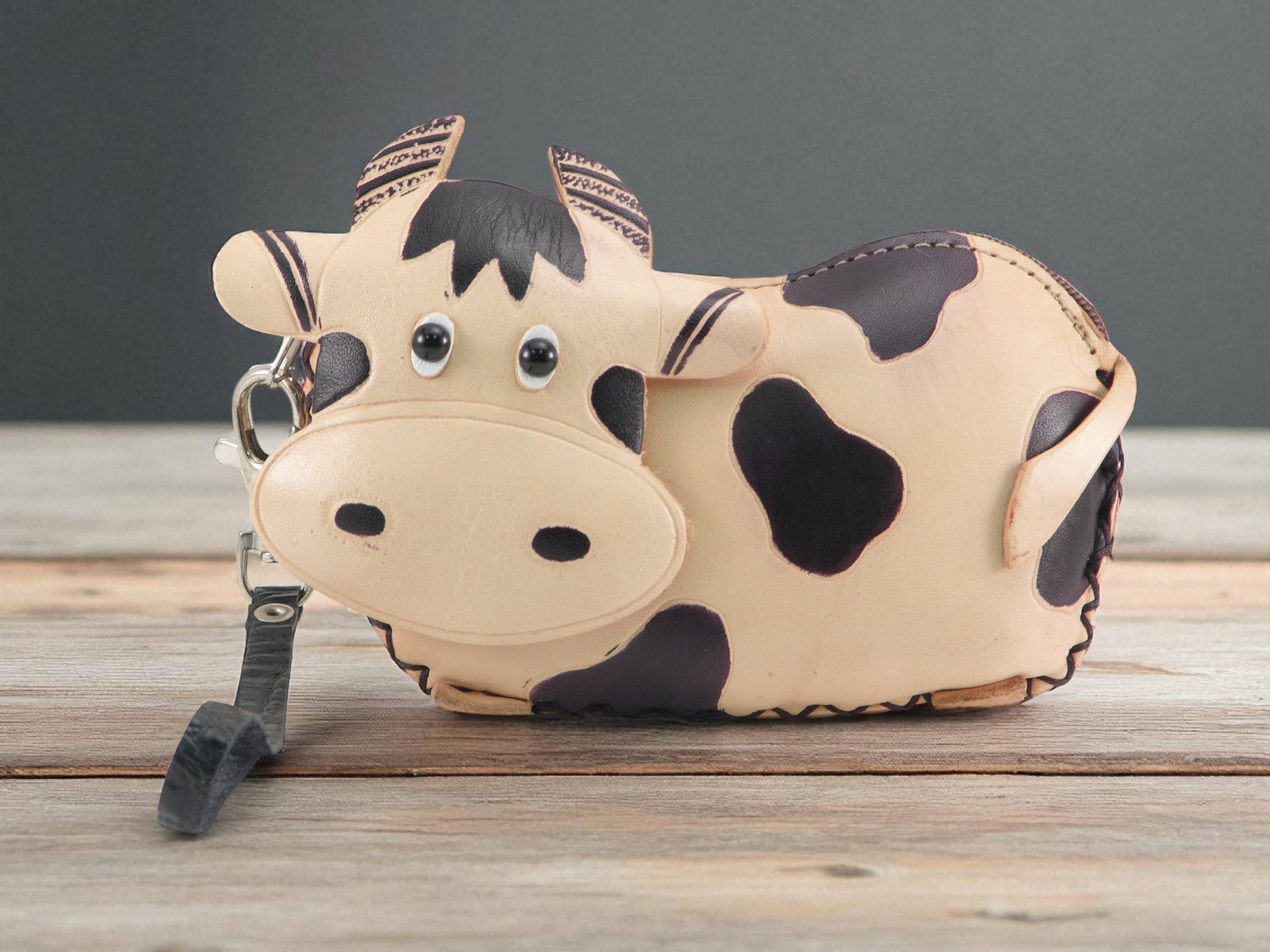 Sunflower Handmade leather inc - Venta al por mayor Monedero - Mujer - Monedero de cuero con pulsera de vaca en blanco y negro.4