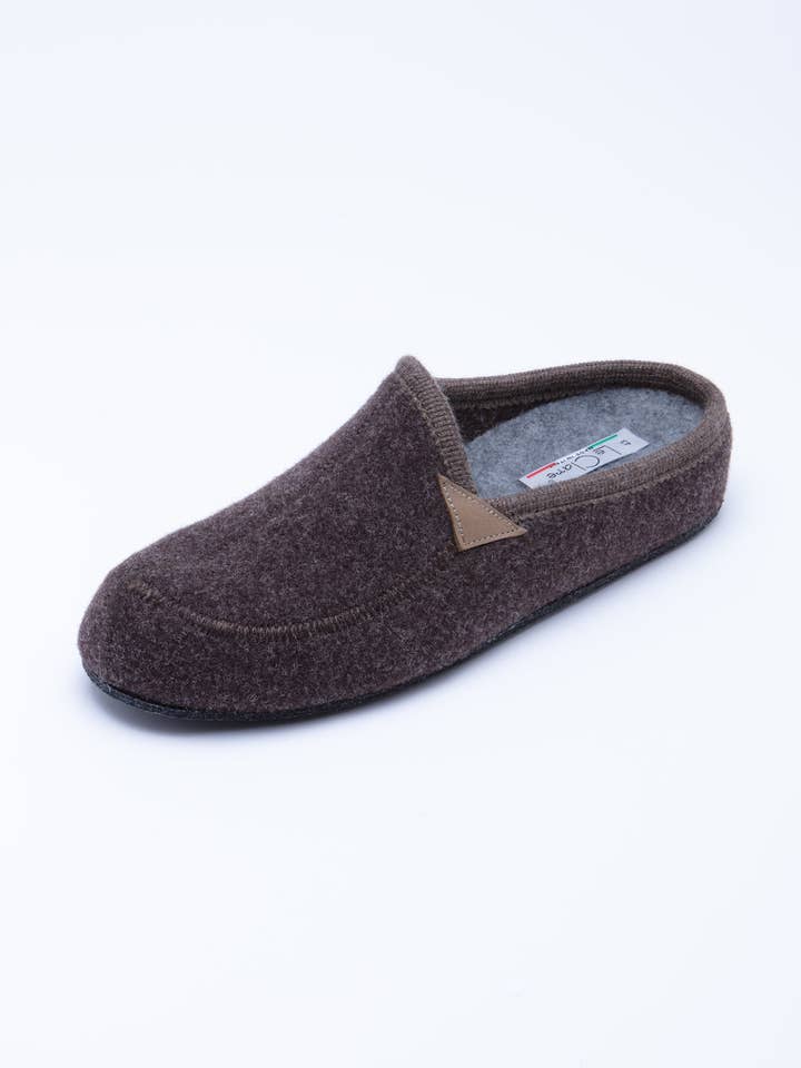 Casies Homem Wool Felt Mule Castanho por atacado de Le Clare