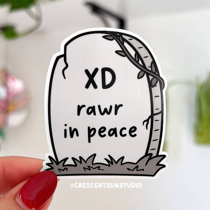xD Rawr in Peace Scene Kid Sticker, Oudere Emo Sticker voor wholesale door Crescent Sun Studio