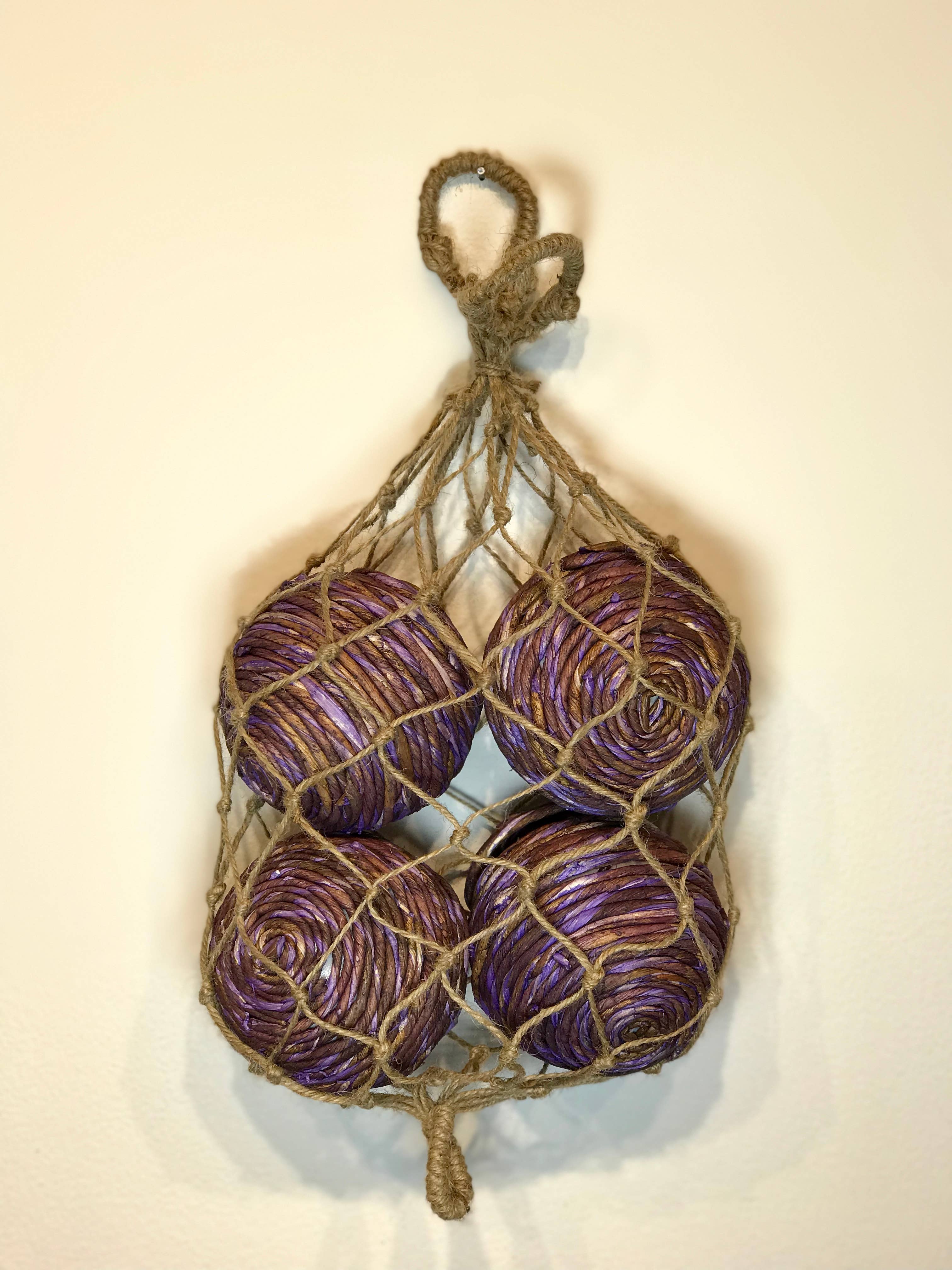 Wilco Home - Wholesale Decorative Tabletop Object - 4 Shola Rope Ball - Violet In Jute Bag0