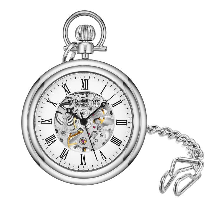 Stuhrling - Wholesale Wrist Watch - Men's - Vintage Hand-Wind 47mm Skeleton Pocket Watch