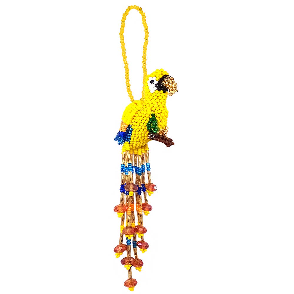 Pichincha - Wholesale Ornament - Beaded Parrot Figurine Seed Bead Fringe Dangle Ornament2