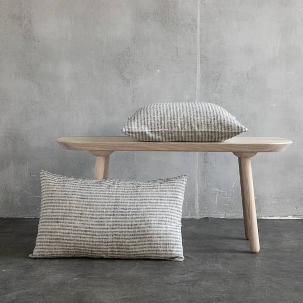 Striped Linen Cushion Cover Black Natural Brittany, Any size for wholesale by LinenMe