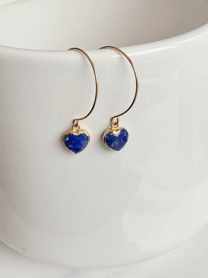 Lapis heart mini hoop for wholesale by Bonnie Boardman Jewelry